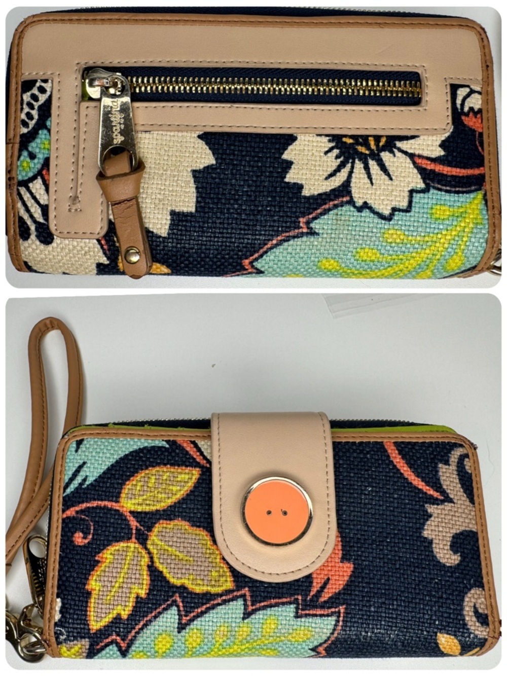 Spartina Yacht Club Navy Print Linen Wallet